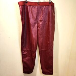ROAMAN'S Women's Burgundy Faux Leather Elastic Waisted Pants plus size 22/24